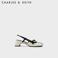CHARLES&KEITH时尚T字浅口玛丽珍鞋单鞋凉鞋女CK1-61720160 粉白色Chalk 40