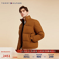 TOMMY HILFIGER男装简约鸭绒轻暖立领合身羽绒服夹克外套02541 棕色GWJ XL