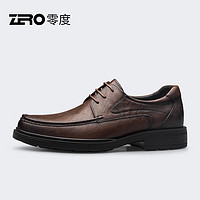 零度Zero正装鞋皮鞋男2023舒适真皮轻便耐磨软底软面低保德比鞋子 暗棕 44
