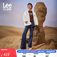 LeeXLINE427高腰喇叭深蓝磨毛女保暖牛仔裤LWB1004271 深蓝色（裤长30） 24