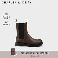 CHARLES&KEITH切尔西靴英伦风中筒烟筒靴女CK1-90920123 Dark Brown深棕色 36