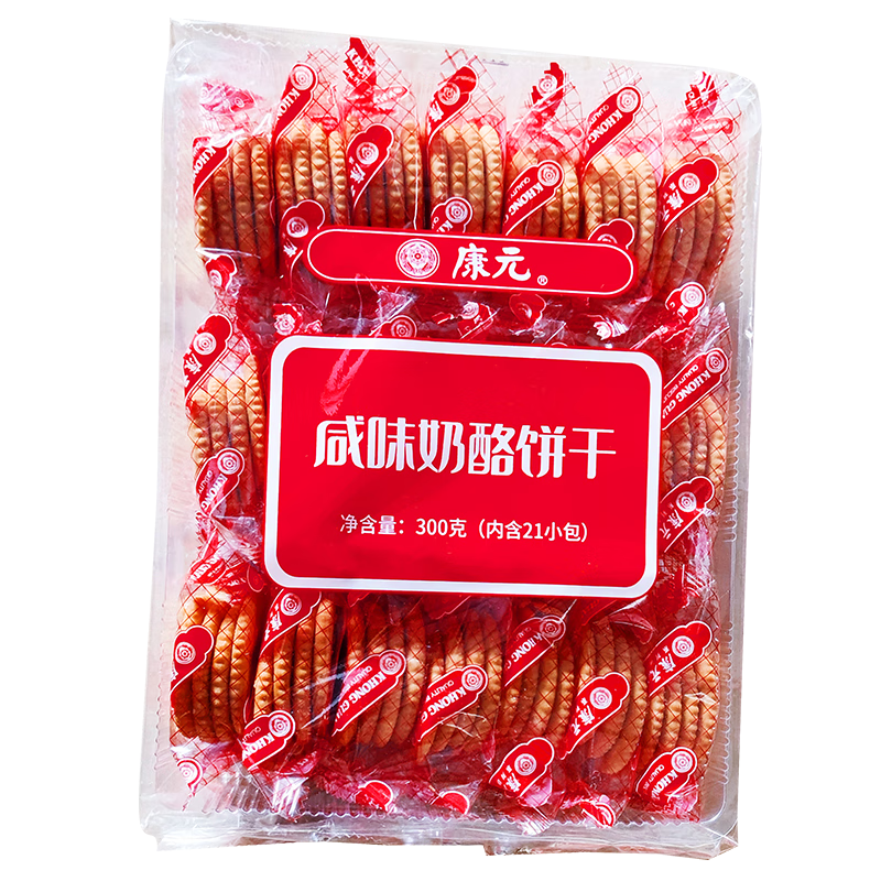 plus会员：康元 咸味奶酪300g+椰子奶油饼干300g