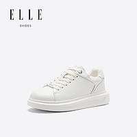 ELLE小白鞋女夏厚底运动休闲板鞋季女鞋百搭鞋子 白色跟高4cm 35