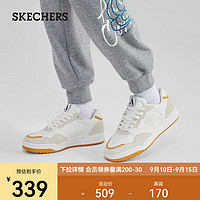 斯凯奇（Skechers）复古潮流休闲运动鞋子男款透气舒适轻质板鞋183241 白色/黄色/WYL 39.5