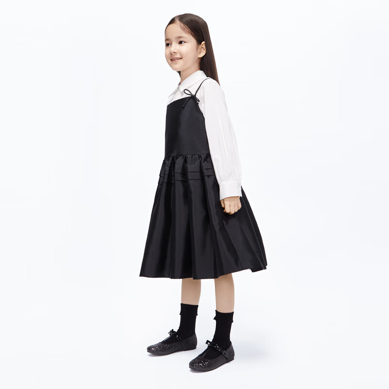 little MO&Co.little moco童装装女童一字领吊带公主连衣裙KBC3DRS002 黑色 130/60