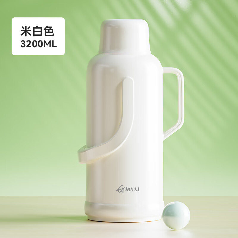 天喜（TIANXI）热水瓶暖壶用宿舍大容量暖瓶开水瓶家用保温瓶保温水壶 米白色3200ML
