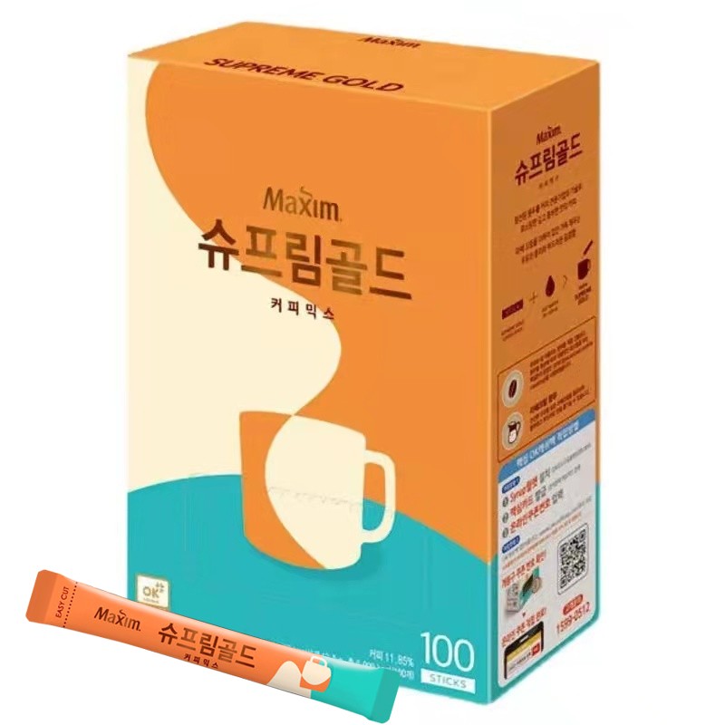 麦馨（maxim） 韩国SUPREME GOLD黄金拿铁速溶咖啡100条礼盒装冲饮品 黄金拿铁