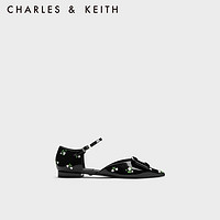 CHARLES & KEITH CHARLES&KEITH方扣尖头时尚平底单鞋女SL1-71790017 Multi黑色 35