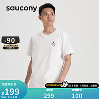 Saucony索康尼T恤男款秋季透气舒适休闲上衣宽松短袖男士t恤男 白色-1 L(175/96A)