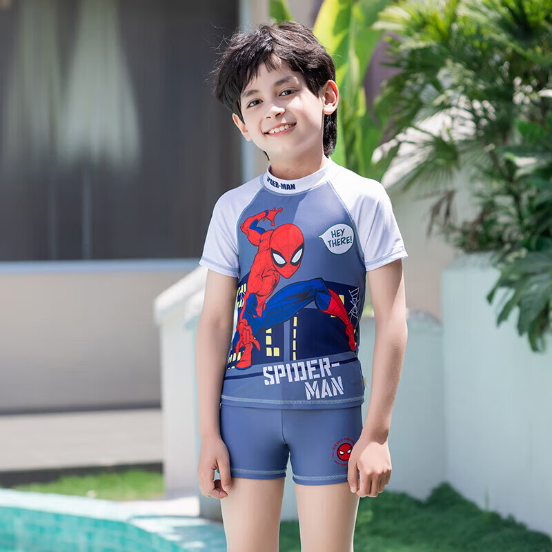 迪士尼（DISNEY）儿童泳衣男童蜘蛛侠分体泳衣套装 HM230384 灰色 110