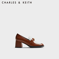 CHARLES&KEITH复古拼色粗跟乐福鞋女鞋单鞋女CK1-60280401 Brown棕色 38