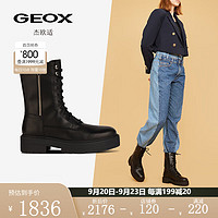 GEOX杰欧适女鞋酷帅时尚纯色有型马丁靴SPHERICA D36VDJ 黑色C9999 35