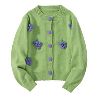 真维斯女士开衫针织外套设计感女生小花朵短款毛衣LR 绿色8700 160/84A/M