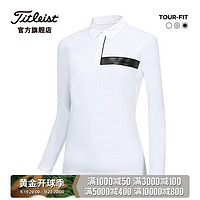 Titleist泰特利斯高尔夫服装女士长袖T恤TOUR FIT女装拼接长袖POLO衫 白色 M