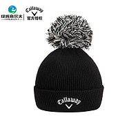 Callaway卡拉威 高尔夫球帽女士冬帽针织帽保暖防寒毛球帽 5223665 黑色