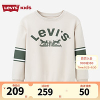 Levi's 李维斯童装男童套头卫衣冬儿童保暖加绒学院风上衣 卷轴灰 110/52