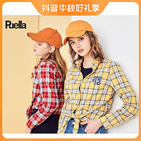 Puella 拉夏贝尔旗下Puella衬衫女2023秋季新款格子韩版宽松休闲长袖衬衣