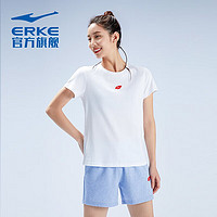 鸿星尔克（ERKE）短袖女夏透气舒适时尚百搭元气圆领T恤 正白 2XL