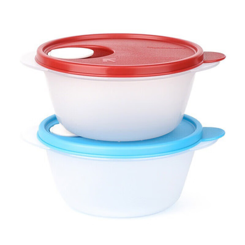 Tupperware特百惠 800ml水晶微波碗密封冷藏保鲜便携午餐盒微波加热饭盒 800ml*2个（颜色）