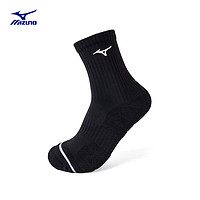 美津浓（MIZUNO）ESSENTIAL系列 吸湿排汗跑步袜 男女运动弹力袜 09/黑色 M
