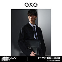 GXG男装  黑色拼接宽松含羊毛时尚短大衣毛呢外套 23年冬季 黑色 165/S
