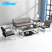 HiBoss 办公沙发组合洽谈沙发茶几组合单人+三人位组合沙发1+1+3+长茶几
