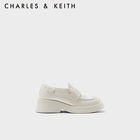 CHARLES&KEITH学院风简约厚底圆头乐福鞋单鞋女CK1-70920133 Cream奶白色 35