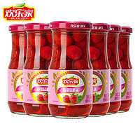 HUANLEJIA 欢乐家 草莓罐头256gX6瓶 新鲜糖水烘焙原料草莓水果罐头整箱 休闲零食