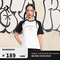 匡威（Converse） 初秋女学院风拼色连肩袖T恤印花短袖10026176 10026176-A01 XS