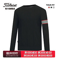 Titleist泰特利斯高尔夫服装男士长袖针织衫TOUR FIT男装圆领毛衣 黑色 M