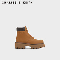 CHARLES&KEITH系带机车靴马丁靴女CK1-90380143 CARAMEL焦糖色 37