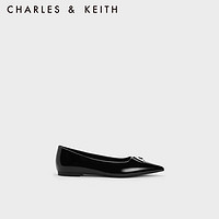 CHARLES&KEITH金属饰时尚尖头平跟单鞋船鞋女CK1-70900471 Black Boxed黑色 39