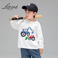 Lavi马骑顿童装旗下LAVI儿童上衣t恤纯棉秋装衣服大童对对对童装1 白色挖机 90