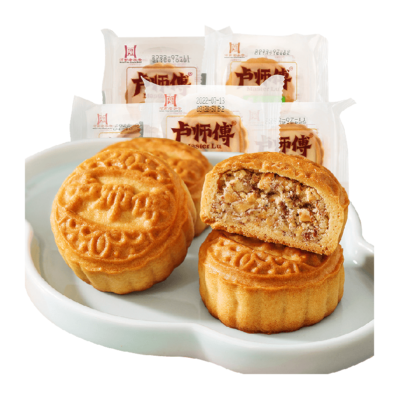 LuShiFu 卢师傅 荞麦花生酥月饼300g中秋老式散装粗粮酥皮月饼糕点