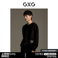 GXG男装 商场同款 黑色字母印花简约微阔圆领卫衣 GEX13114143 黑色 180/XL
