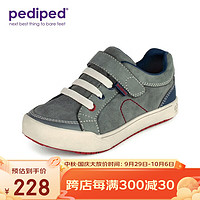 pediped 派迪派 （pediped）儿童帆布鞋男童休闲鞋春秋季柔软轻便透气板鞋魔术贴 深灰色/RS5030 28码/内长18.4cm