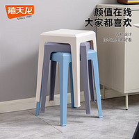 禧天龙（Citylong）塑料凳子家用加厚防滑耐磨餐椅板凳大号换鞋凳子浅蓝色D-9520