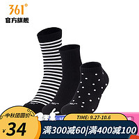 361°361度女士冬季运动袜子女三双装短中长组合袜 黑色 均码