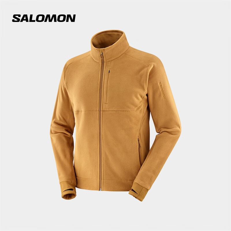 salomon 萨洛蒙 男款 户外运动休闲柔软轻量抓绒保暖外套ESSENTIAL MIFLECE FZ 橡胶色 C21128