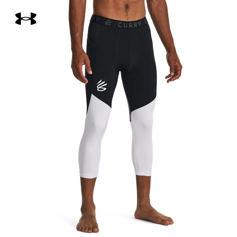 安德玛 UNDERARMOUR）UA秋冬库里Curry男子篮球运动紧身七分裤1379828 黑色001 XXL