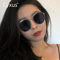Cyxus 偏光墨镜女款复古圆框高级感防紫外线太阳镜开车男2023新款