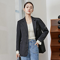 韩版修身简约气质休闲纯色职业小西装外套女 M 黑色