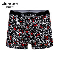 AIMER MEN 爱慕先生 LOGO印花舒适莫代尔时尚印花男士内衣平角内裤NS23J121