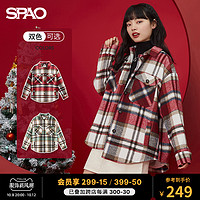 SPAO 女士外套冬季时尚格子衬衫呢衬衣外套SPJKB1CS41