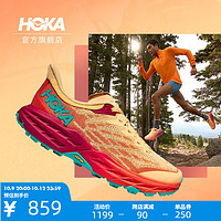 HOKA ONE ONE男女鞋飞速羚羊5越野跑步鞋Speedgoat5网面减震透气 粉橘/火红色-男 44/280mm