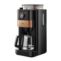 ACA 北美電器 咖啡機家用小型全自動研磨一體智能分杯美式磨豆075A 黑色