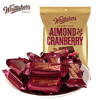 Whittaker's 惠特克 whittakers）新西兰原装进口蔓越莓扁桃仁黑巧克力180g 糖果零食休闲食品袋装