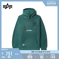 ALPHA INDUSTRIES 男女同款新品文字水洗破洞宽松连帽卫衣1026LXL