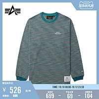 ALPHA INDUSTRIES 男女同款新品全棉美式条纹刺绣长袖T恤1030LXL