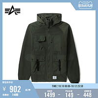 ALPHA INDUSTRIES 男女同款新品工装多口袋绒面拼接连帽夹克52502J